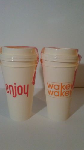 Travel Coffee Mug Wakey Wakey & Enjoy Dishwasher And Microwave Safe 2 pack