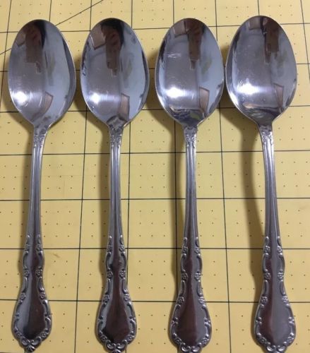 4 Oneida Distinction Deluxe HH Mansion Hall Oval Soup Spoons Stainless Flatware