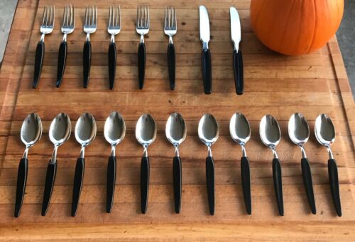 Vintage Flatware Set 1960s Taper Handle Silverware Mid Century Modern Utensils