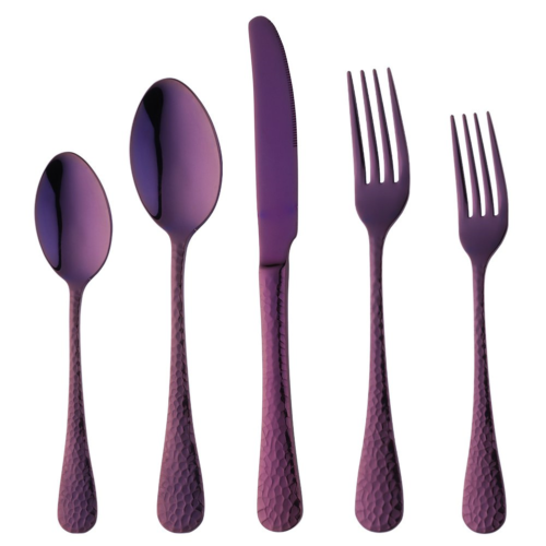 20-Piece Purple Flatware Silverware Set, Bisda Stainless Steel Cutlery Sets, Use