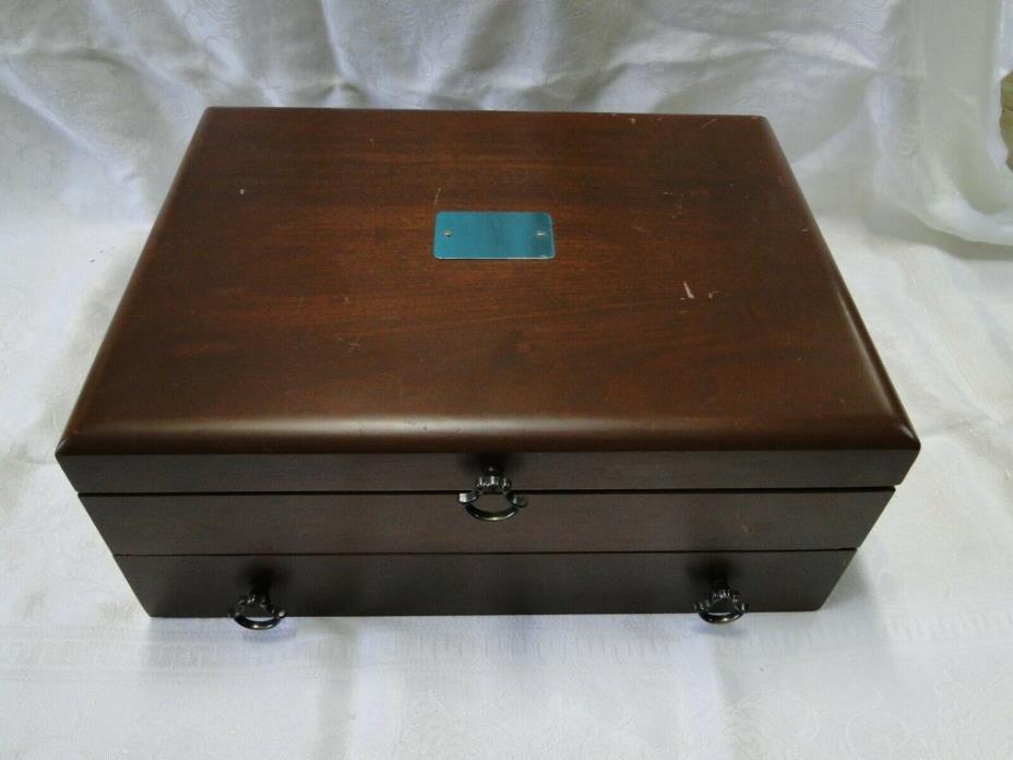 Vintage Reed & Barton Hand-crafted Wood Storage Chest wDrawer for Silverware US