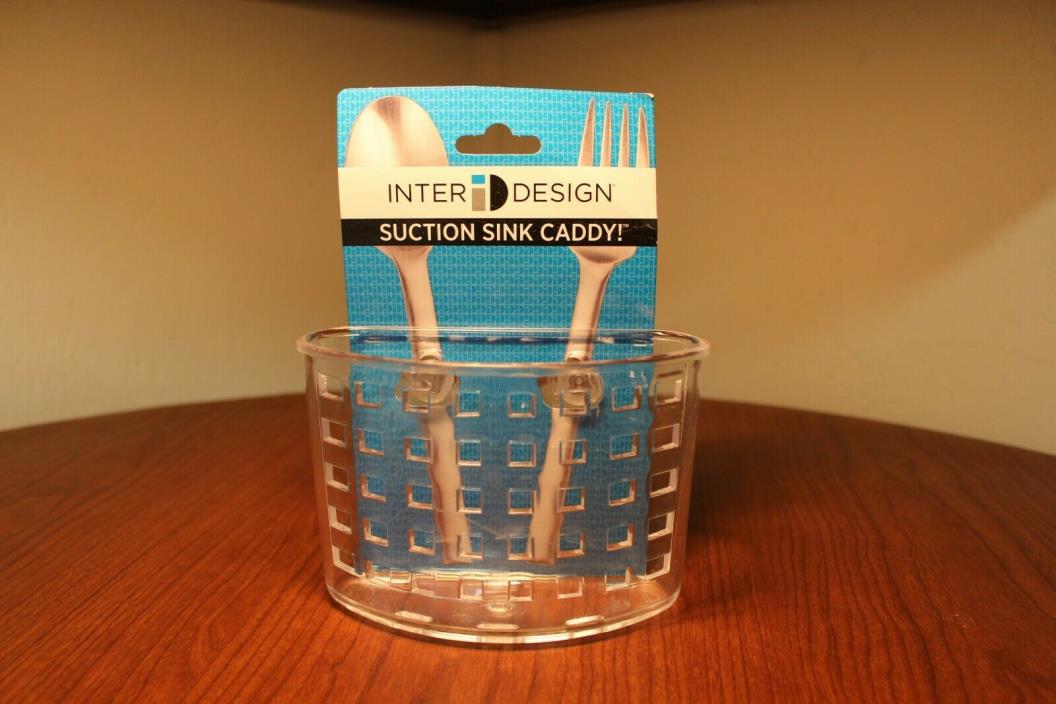 InterDesign Kitchen Sink Suction Holder for Silverware, Flatware, Cutlery- Clear