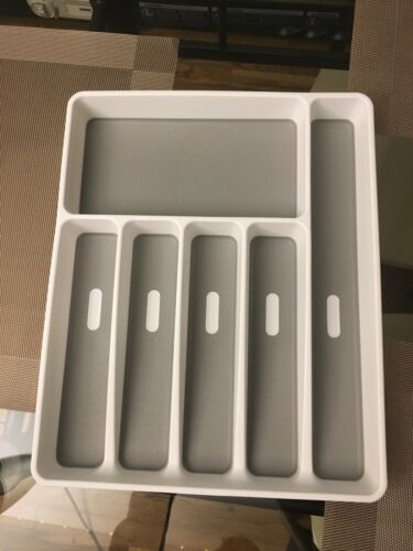 NEW Large Silverware Tray White Non slip Feet Utensil Organizer 16 X 13
