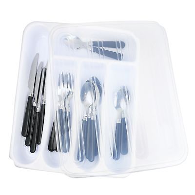 Zilpoo Flatware Plastic Tray with Lid, Kitchen Cutlery and Utensil Drawer