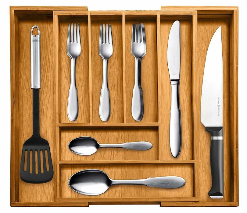 Kitchen Drawer Organizer Bamboo Expandable Modular Bellemain Wooden Cutlery US