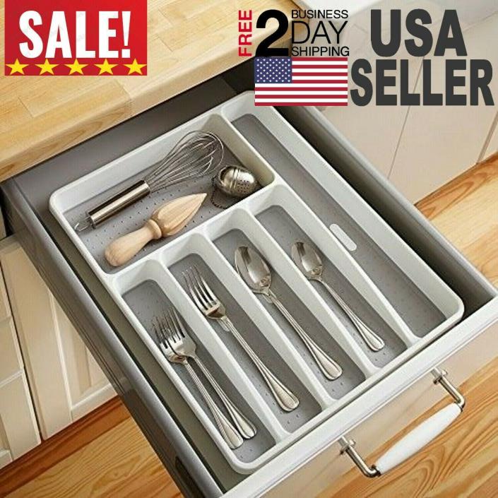 Drawer Organizer Cutlery Tray Flatware Utensil Silverware Storage Kitchen Large