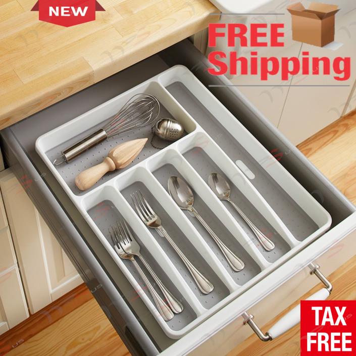 Drawer Organizer Cutlery Tray Flatware Utensil Silverware Storage Kitchen Large