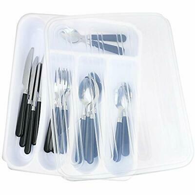 - Flatware Plastic Tray With Lid, Kitchen Cutlery And Utensil Drawer Organizer,