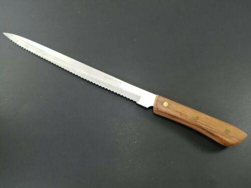 Rogers Co.10.5” Stainless Chefs Carving Serrated Knife Black Wood Handle