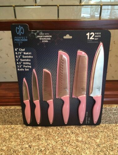 PERFECT PRECISION BY CORE PINK 12-PC KNIFE SET NEW NIP
