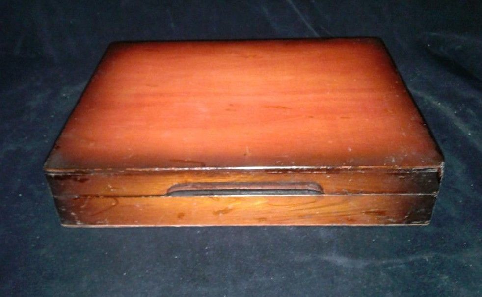 CUTLERY BOX Vintg Silver Box Cherry Wood Supreme Cutlery Co Red Velvet Lining