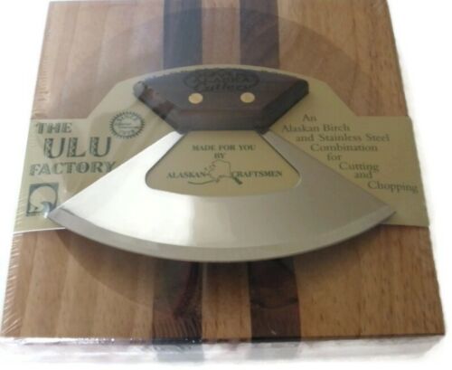 Ulu Knife/Bowl Set Walnut Alaska Cutlery Etched Handle 6