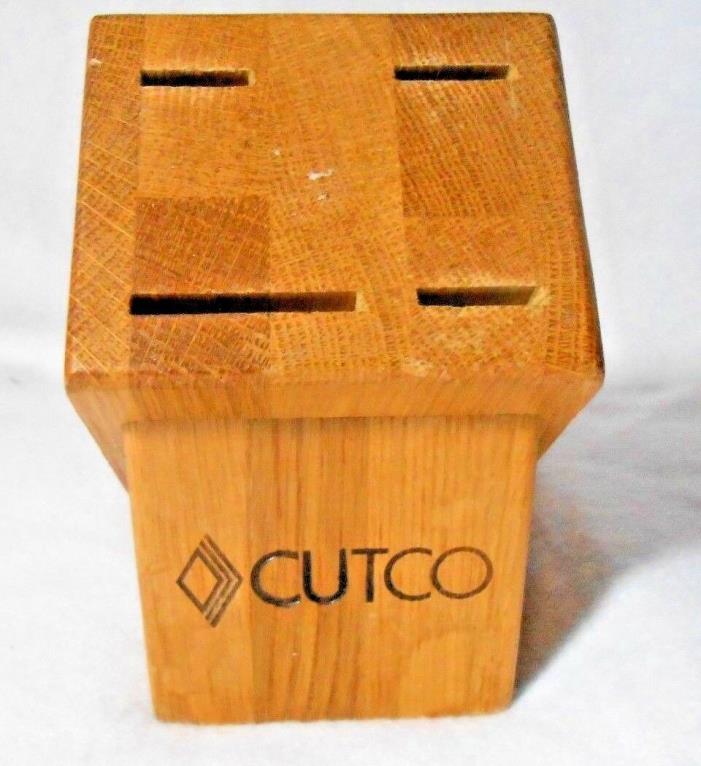 Cutco Wooden Knife Block Honey Oak Finish 4 Slots Knife & Shear Holder