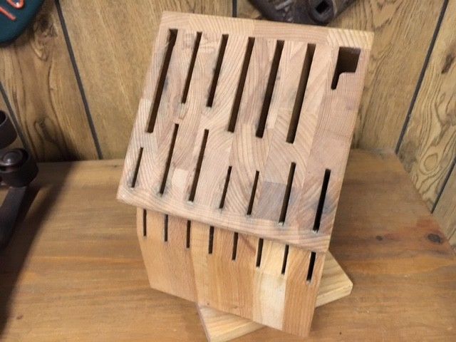 Fernanda swivel knife block OAK LIGHT USE 22 SLOTS Nice! kitchen cutlery acc.