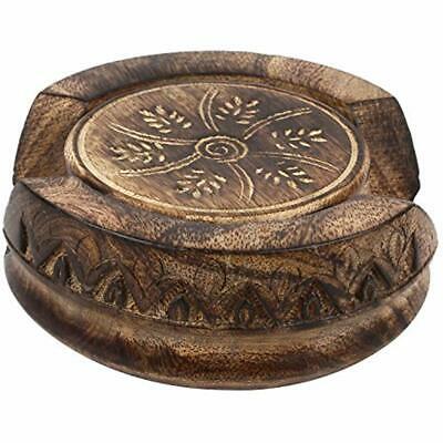 Handmade Wood Drink Coasters Sets With Holder Of 6 Lotus Shaped With Rustic Home