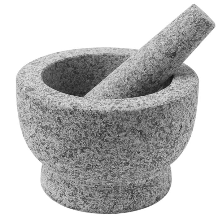 ChefSofi Mortar and Pestle Set - Unpolished Heavy Granite for Enhanced Performan
