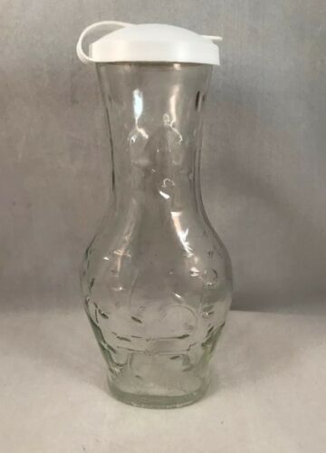Vintage Good Seasons Salad Dressing Cruet Shaker Bottle Glass Lid Vine Embossed