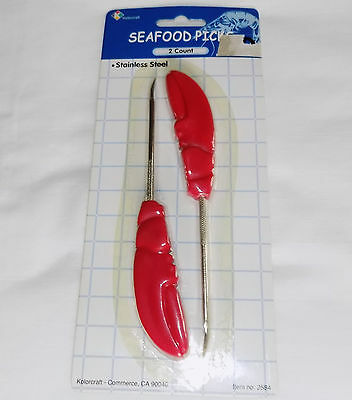 NEW SET OF 2 KOLORCRAFT STAINLESS STEEL LOBSTER CLAW SEAFOOD PICKS CRAB LEGS