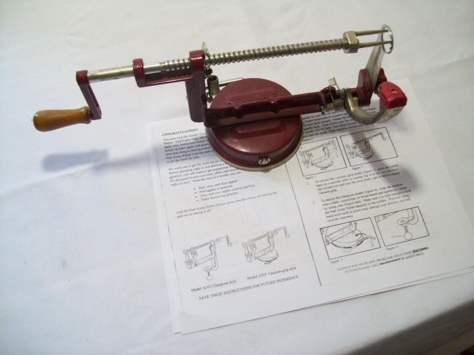 Cast Iron Apple / Potato Peeler with Suction Base and Printed Instructions