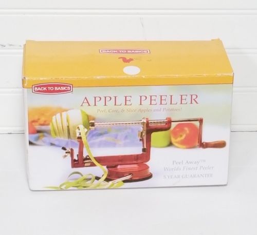 Back To Basics Cast Iron Red Apple Potato Peeler Core Slice Manual w/Recipes NEW