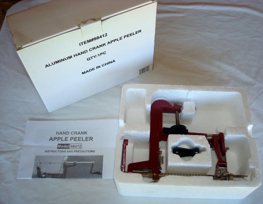 New In Box ALUMINUM HAND CRANK APPLE PEELER