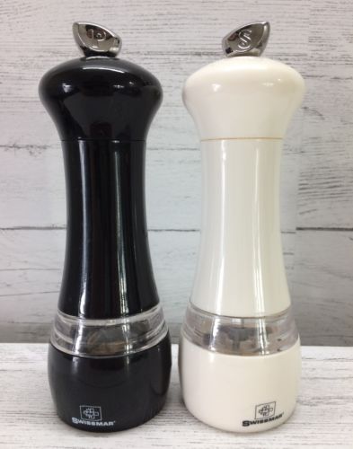 Swissmar White and Black Acrylic Salt and Pepper Shaker 7 inch Mill