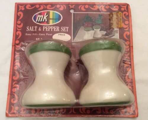 Mary Klein Brand Vintage Salt and Pepper Shakers Plastic Avocado Green