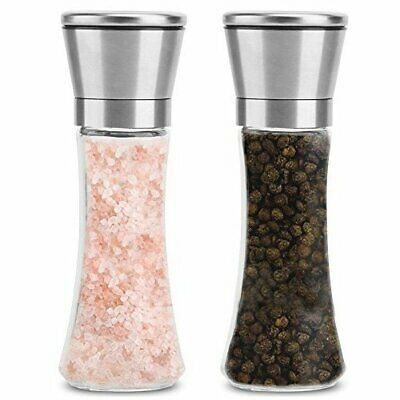Premium Stainless Steel Salt and Pepper Grinder Set of 2 - Adjustable Ceramic...