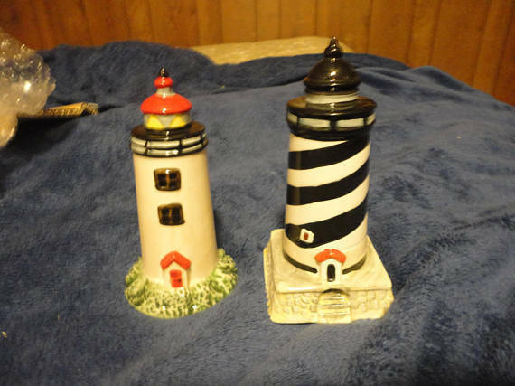 Gracey Knight Nantucket Shoreline Lighthouse Salt & Pepper Shakers  DISC