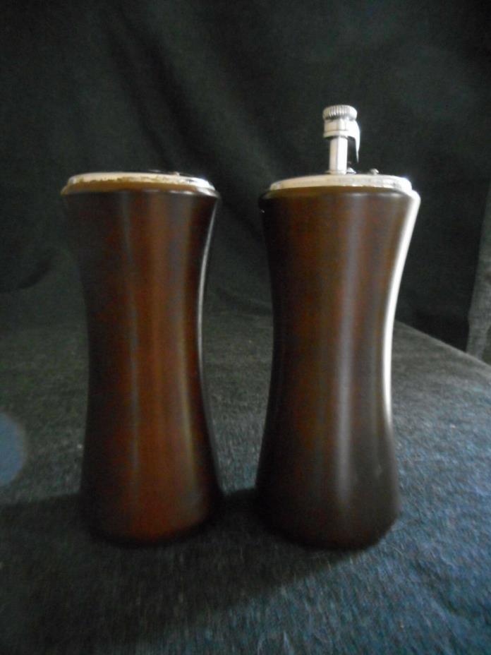 Wood, bamboo? brown salt and pepper mill made in Japan