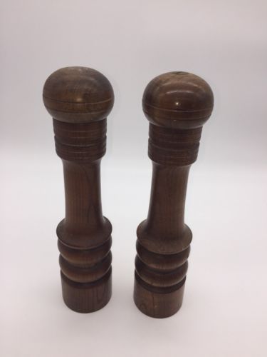 WOODCREST CREATION STYSON SOLID WOOD SALT SHAKER & PEPPER MILL SET  10” Japan