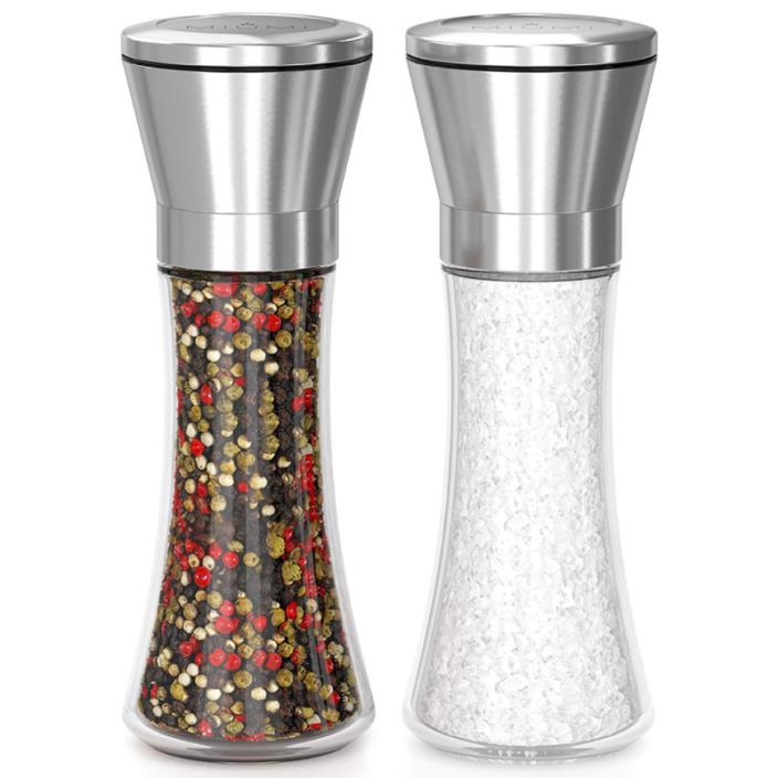 SALE! Quality Salt and Pepper grinder set, Easy to Use and Adjustable Mill, Stai