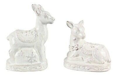Holiday Deer Salt and Pepper Shakers Set White Ceramic
