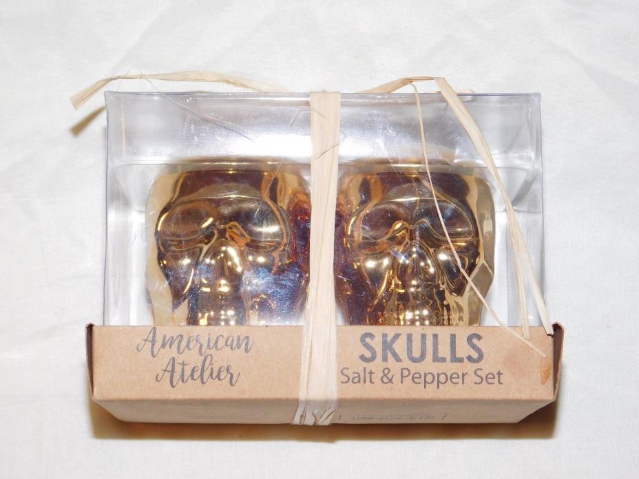 New American Atelier Gold Skull Salt & Pepper Shaker Set