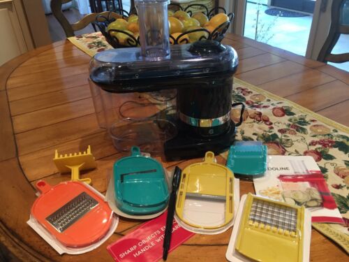 Cook's Essentials Electric Mandoline, storage lid, blades, manual NEW