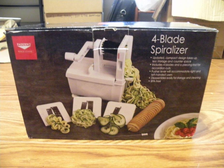 Paderno World Cuisine 4 Blade Spiralizer Pro Slicer Folding Compact BPA Free