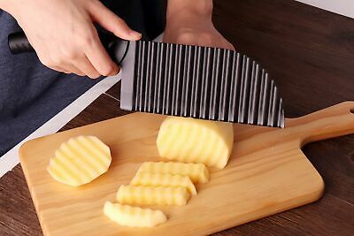 LALI Garnishing Knife French Fry Cutter Crinkle Potato Slicer Stainless Steel