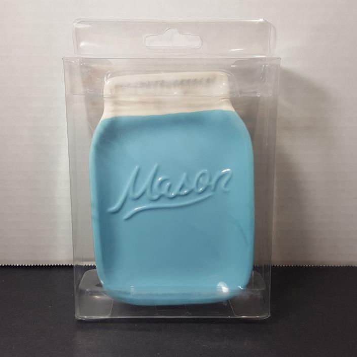 Mason Jar Ceramic Spoon Rest Blue Aqua Mainstays