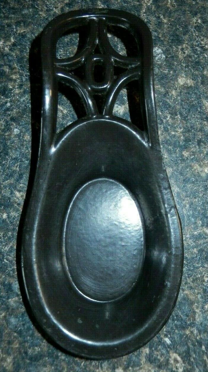 Heavy Black Enameled Cast Iron Spoon Rest Enameled Kitchen Cook Top Accessory!
