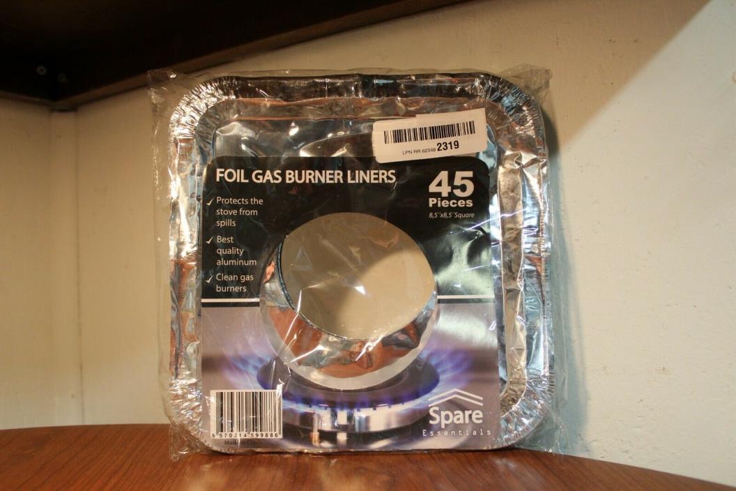 45PACK Aluminum Foil Square Stove Burner Covers Range Protectors Bib Liners Disp