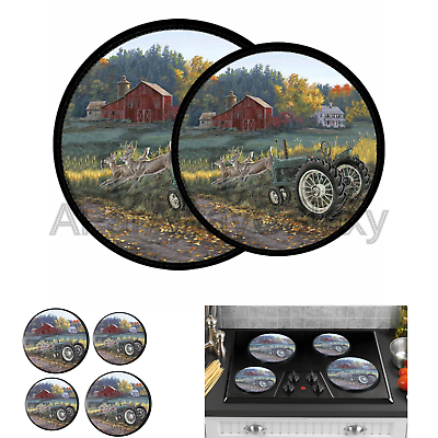 Reston Lloyd Electric Stove Burner Covers, Set of 4, Morning Run All-Over Pat...