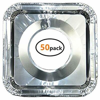 Disposable Drip Pans Square Foil Burner Liners For Gas Stove(50 Packs), Range On