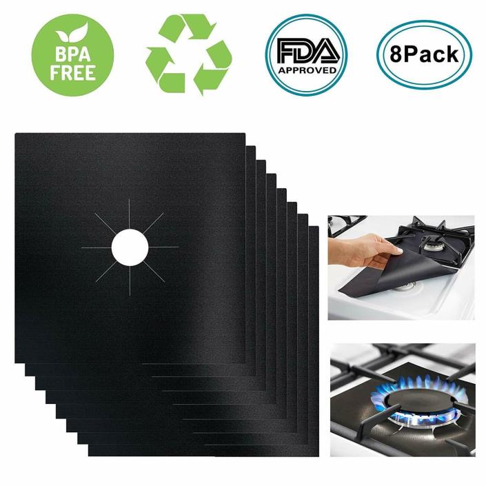 8 Gas Range Stove Top Burner Protector Reusable Liner Clean Cook Non-stick Cover