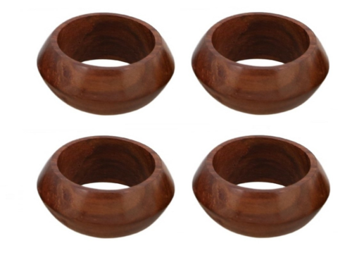 Shalinindia Handcrafted Table Dinner Decorations Wooden Napkin Rings Set of 4 -