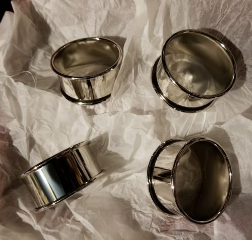Godinger Silver Set of 4  Serving Round Silver Plated Napkin Rings New