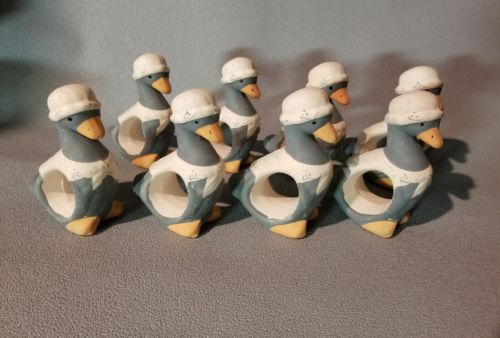 Set of 8 Ceramic Geese Napkin Rings