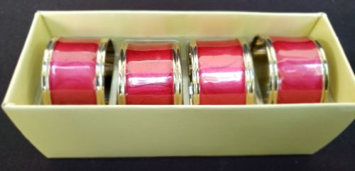 Lenox Laurel Leaf Napkin Rings Cranberry Red Set of Four in Box