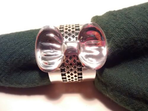 5 Silverplated  Filigree Napkin Rings with Bows