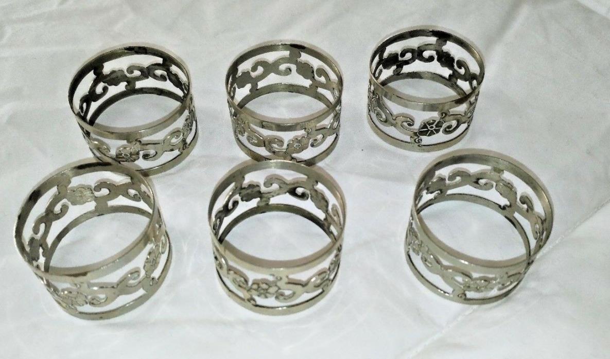Round Napkin Rings Silver-Plated Set of 6