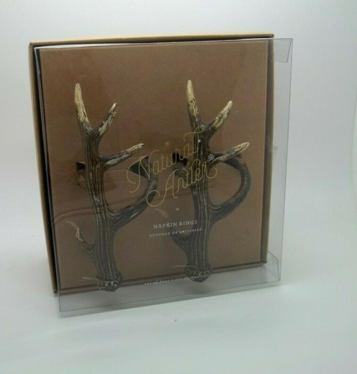 Pottery Barn Alpine Natural Antler Napkin Rings Stag S/ 4 #1731